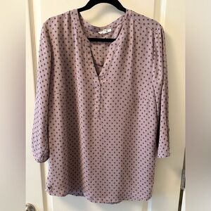 Maurice's Size XXL Purple & Navy All-Over Print Blouse with Cute Button Detail